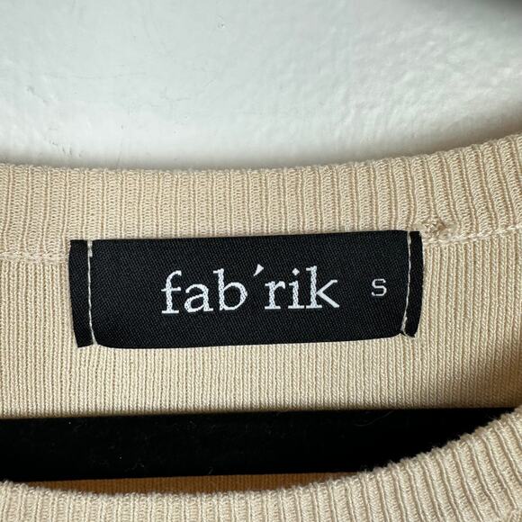 Fab'rik Womens Sheer Lace Balloon Sleeve Pullover Round Neck Beige Sweater Small - Picture 8 of 9